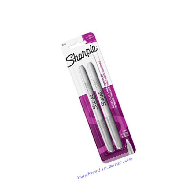 Sharpie Metallic Permanent Markers, Fine Point, Silver, 2 Count