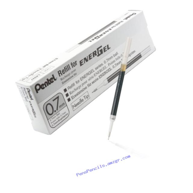 Pentel Refill Ink for EnerGel 0.7mm Needle Tip Liquid Gel Pen, Pack of 12, Black Ink (LRN7-A-12)