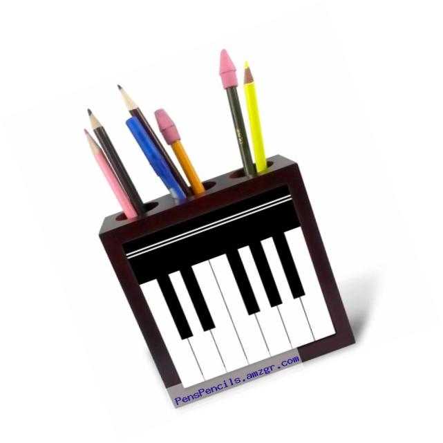 3dRose ph_112827_1 Piano Keys-Black and White Keyboard Musical Design-Pianist Music Player and Musician Gifts-Tile Pen Holder, 5-Inch