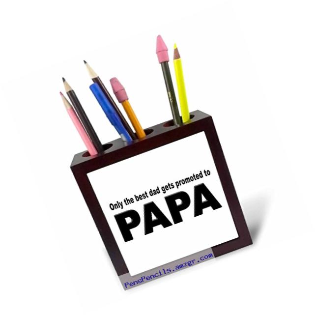 3dRose ph_161122_1 Only The Best Dad Gets Promoted to Papa Tile Pen Holder, 5-Inch