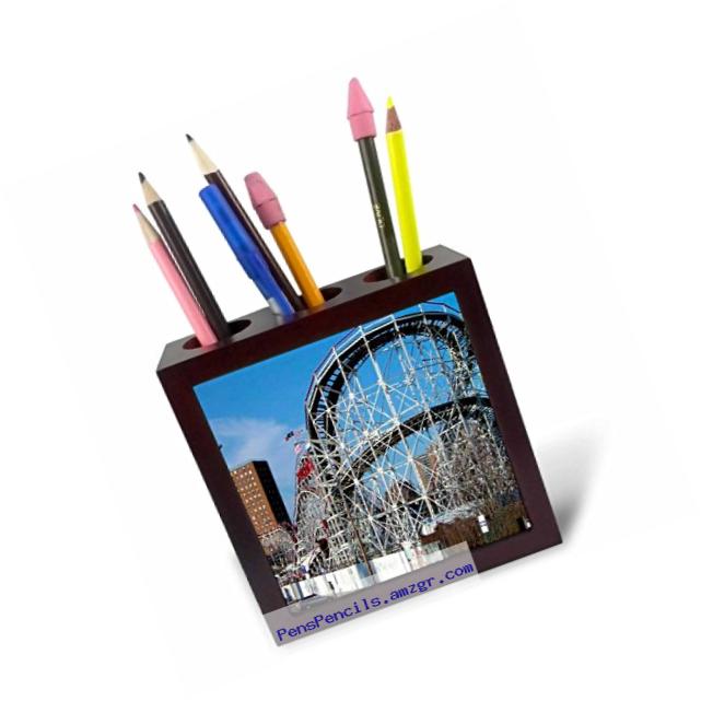 3dRose LLC ph_1192_1 Coney Island Roller Coaster Tile Pen Holder, 5-Inch